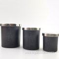 Matte black glass cande jar with deep spray finish